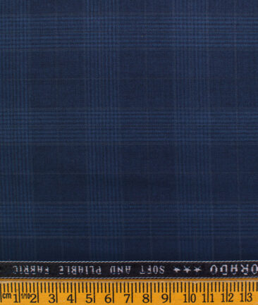 Raymond Men's Polyester Viscose Checks  Unstitched Suiting Fabric (Dark Royal Blue)