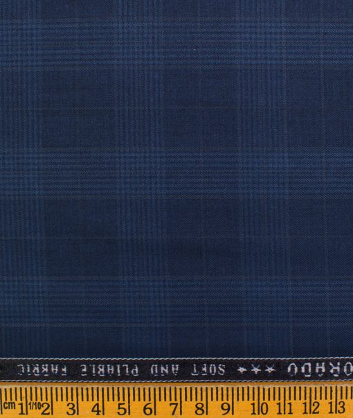 Raymond Men's Polyester Viscose Checks  Unstitched Suiting Fabric (Dark Royal Blue)