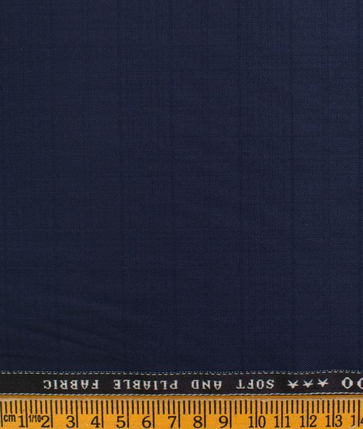 Raymond Men's Polyester Viscose Checks  Unstitched Suiting Fabric (Dark Royal Blue)