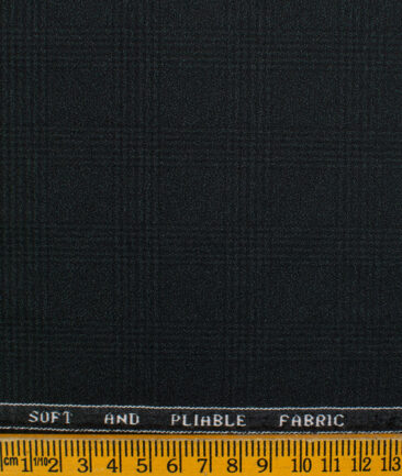 Raymond Men's Terry Rayon Checks  Unstitched Suiting Fabric (Blackish Sea Green)