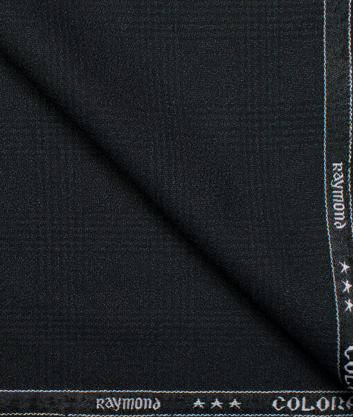 Raymond Men's Terry Rayon Checks  Unstitched Suiting Fabric (Blackish Sea Green)