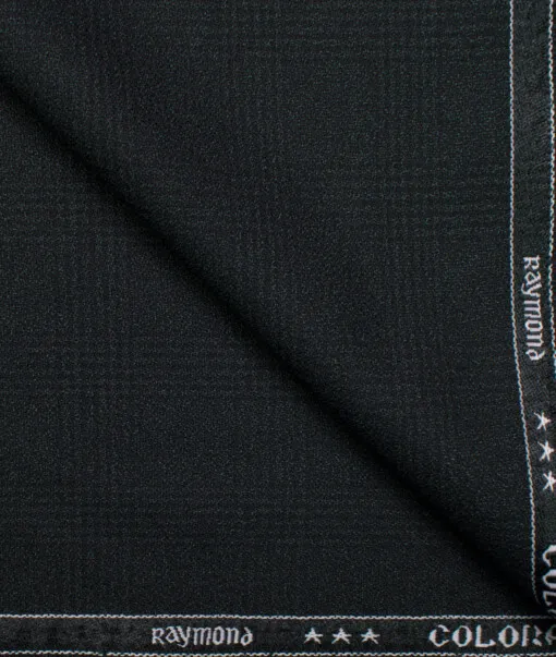 Raymond Men's Terry Rayon Checks  Unstitched Suiting Fabric (Blackish Sea Green)