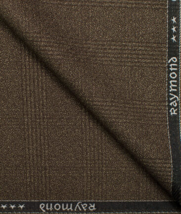 Raymond Men's Terry Rayon Checks  Unstitched Suiting Fabric (Brown)