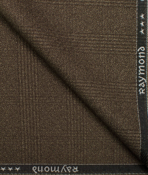 Raymond Men's Terry Rayon Checks  Unstitched Suiting Fabric (Brown)