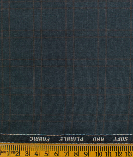 Raymond Men's Polyester Viscose Checks  Unstitched Suiting Fabric (Sea Green)