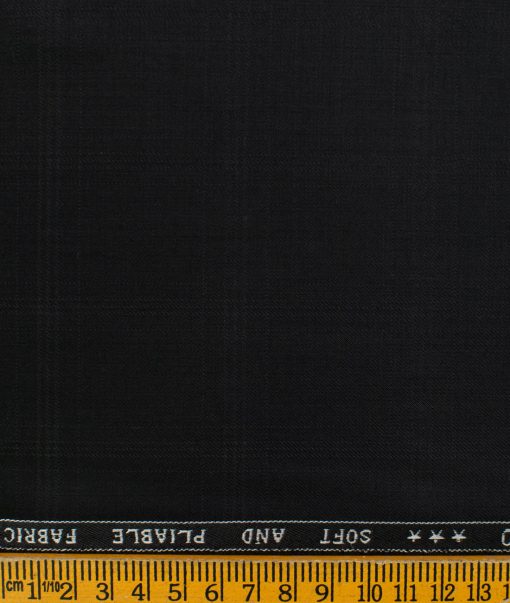 Raymond Men's Polyester Viscose Checks  Unstitched Suiting Fabric (Black)