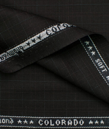 Raymond Men's Polyester Viscose Checks  Unstitched Suiting Fabric (Black)