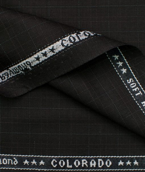 Raymond Men's Polyester Viscose Checks  Unstitched Suiting Fabric (Black)