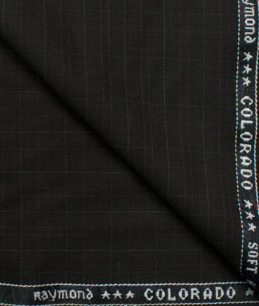 Raymond Men's Polyester Viscose Checks  Unstitched Suiting Fabric (Black)