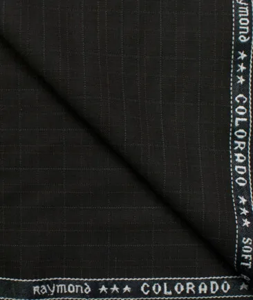 Raymond Men's Polyester Viscose Checks  Unstitched Suiting Fabric (Black)