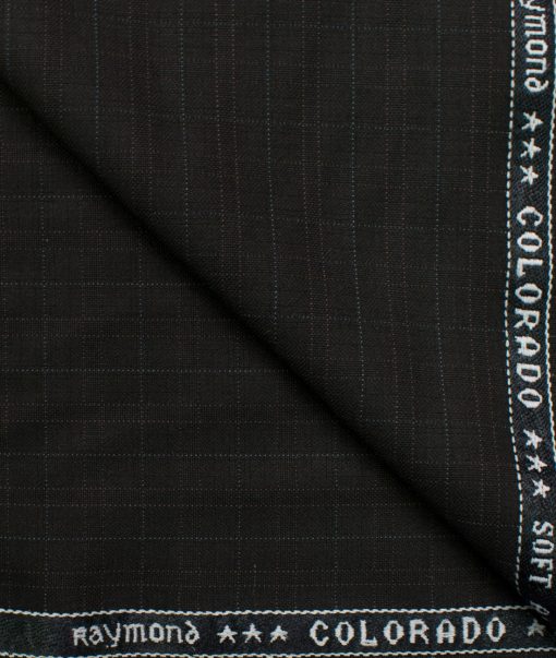 Raymond Men's Polyester Viscose Checks  Unstitched Suiting Fabric (Black)