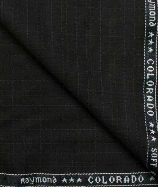 Raymond Men's Polyester Viscose Checks  Unstitched Suiting Fabric (Black)