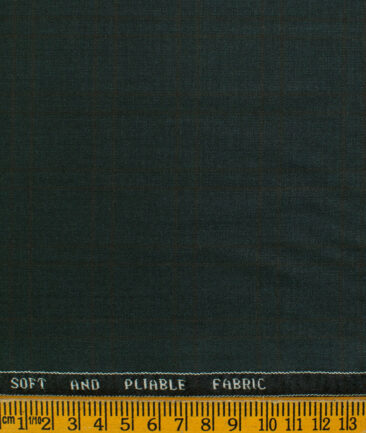 Raymond Men's Polyester Viscose Checks  Unstitched Suiting Fabric (Dark Pine Green)