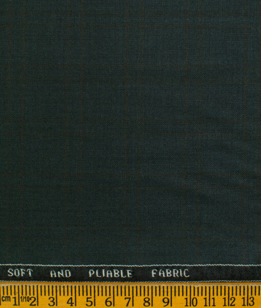 Raymond Men's Polyester Viscose Checks  Unstitched Suiting Fabric (Dark Pine Green)