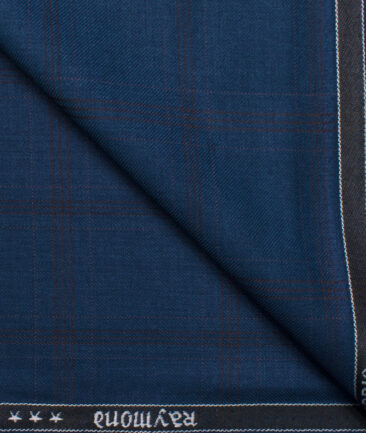 Raymond Men's Polyester Viscose Checks  Unstitched Suiting Fabric (Royal Blue)