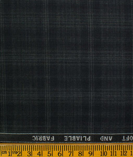Raymond Men's Polyester Viscose Checks  Unstitched Suiting Fabric (Black & Grey)