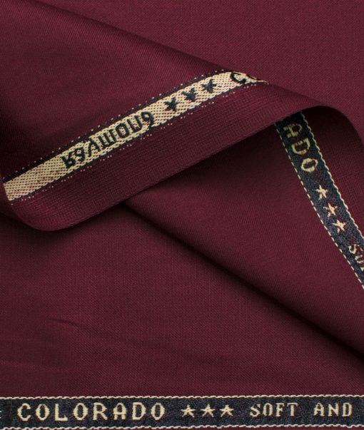 Raymond Men's Polyester Viscose Solids  Unstitched Suiting Fabric (Sangaria Red)