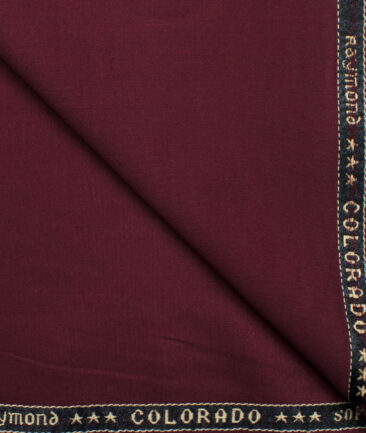 Raymond Men's Polyester Viscose Solids  Unstitched Suiting Fabric (Sangaria Red)