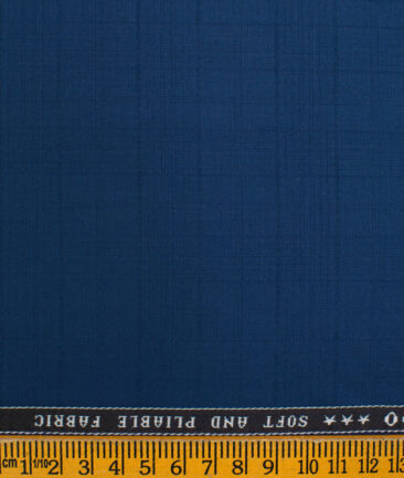 Raymond Men's Polyester Viscose Checks  Unstitched Suiting Fabric (Royal Blue)