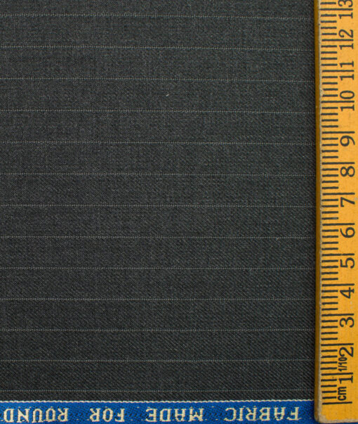 Raymond Men's Polyester Viscose Striped  Unstitched Suiting Fabric (Dark Grey)