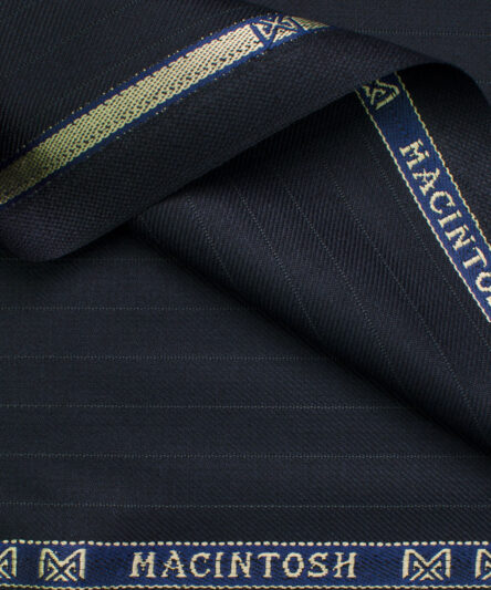 Raymond Men's Polyester Viscose Striped  Unstitched Suiting Fabric (Dark Navy Blue)