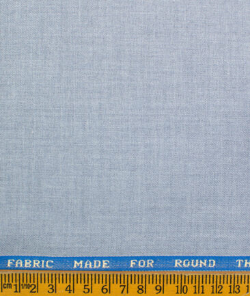 Raymond Men's Polyester Viscose Self Design  Unstitched Suiting Fabric (Light Blue)