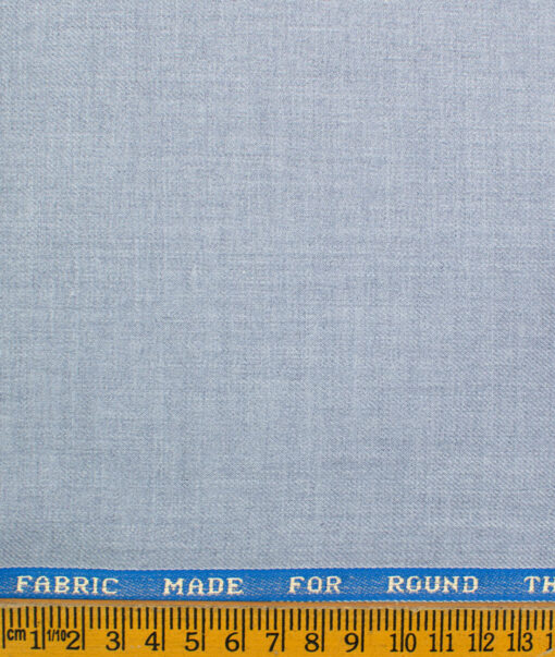 Raymond Men's Polyester Viscose Self Design  Unstitched Suiting Fabric (Light Blue)