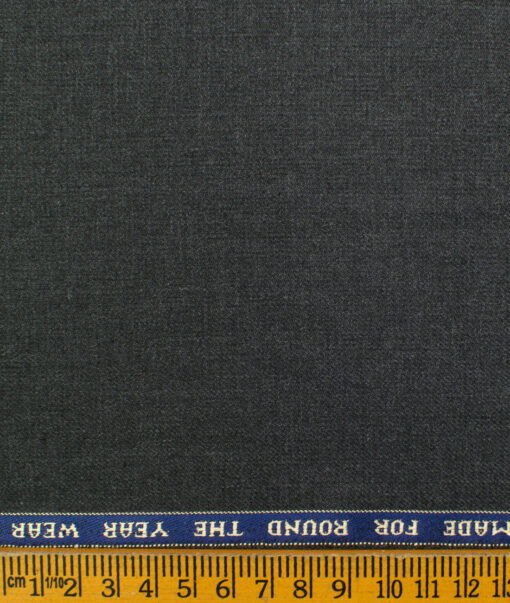 Raymond Men's Polyester Viscose Self Design  Unstitched Suiting Fabric (Dark Worsted Grey)