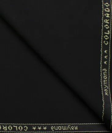 Raymond Men's Polyester Viscose Solids  Unstitched Suiting Fabric (Black)