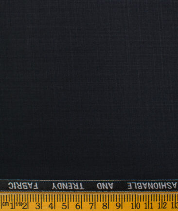 Raymond Men's Polyester Viscose Self Design  Unstitched Suiting Fabric (Dark Navy Blue)