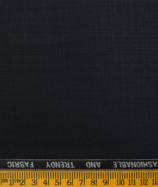 Raymond Men's Polyester Viscose Self Design  Unstitched Suiting Fabric (Dark Navy Blue)