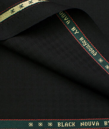 Raymond Men's Polyester Viscose Checks  Unstitched Suiting Fabric (Black)