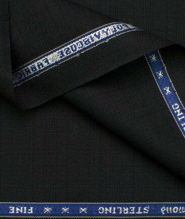 Raymond Men's Polyester Viscose Checks  Unstitched Suiting Fabric (Black)