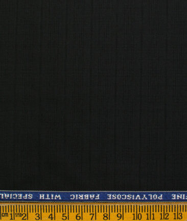 Raymond Men's Polyester Viscose Checks  Unstitched Suiting Fabric (Black)