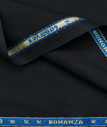 Raymond Men's Polyester Viscose Checks  Unstitched Suiting Fabric (Dark Navy Blue)