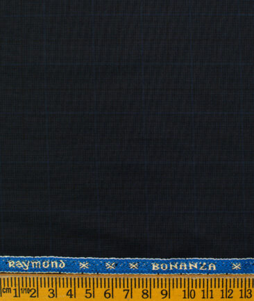 Raymond Men's Polyester Viscose Checks  Unstitched Suiting Fabric (Dark Navy Blue)
