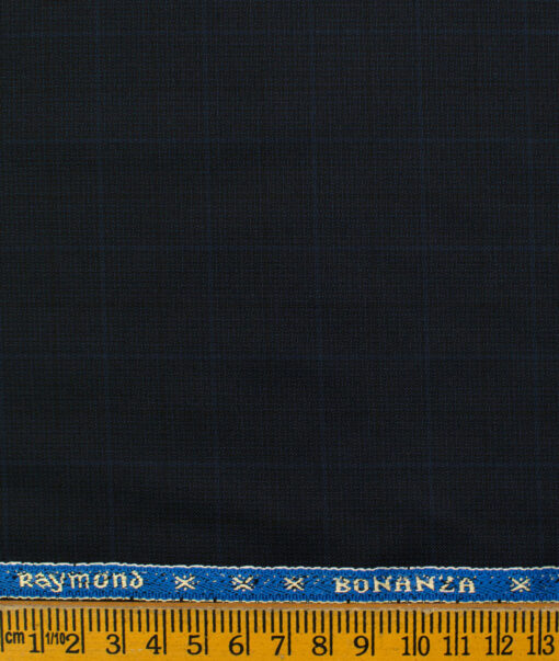 Raymond Men's Polyester Viscose Checks  Unstitched Suiting Fabric (Dark Navy Blue)