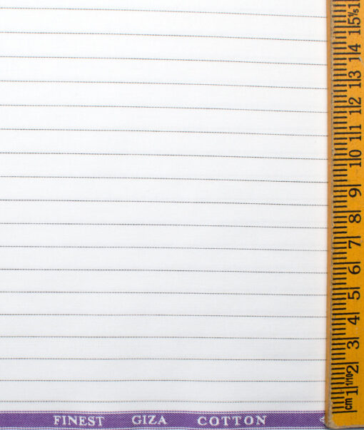 Soktas Men's Giza Cotton Striped 2.25 Meter Unstitched Shirting Fabric (White & Black)