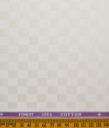 Soktas Men's Giza Cotton Self Design 2.25 Meter Unstitched Shirting Fabric (Beige)