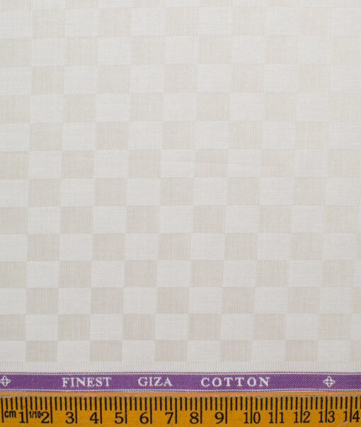 Soktas Men's Giza Cotton Self Design 2.25 Meter Unstitched Shirting Fabric (Beige)