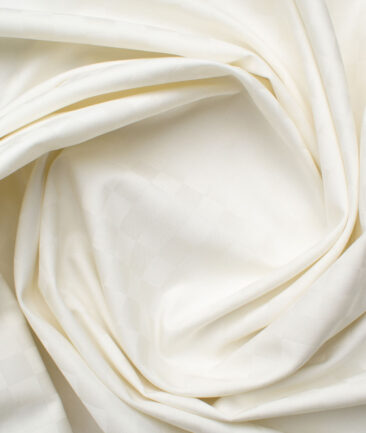 Soktas Men's Giza Cotton Self Design 2.25 Meter Unstitched Shirting Fabric (Cream)