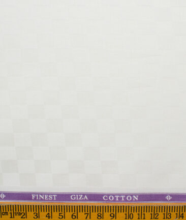 Soktas Men's Giza Cotton Self Design 2.25 Meter Unstitched Shirting Fabric (Cream)