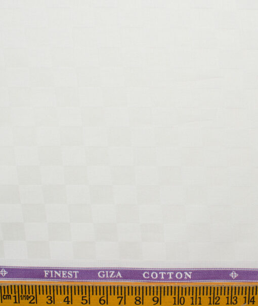 Soktas Men's Giza Cotton Self Design 2.25 Meter Unstitched Shirting Fabric (Cream)