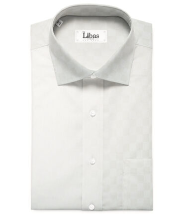 Soktas Men's Giza Cotton Self Design 2.25 Meter Unstitched Shirting Fabric (Cream)