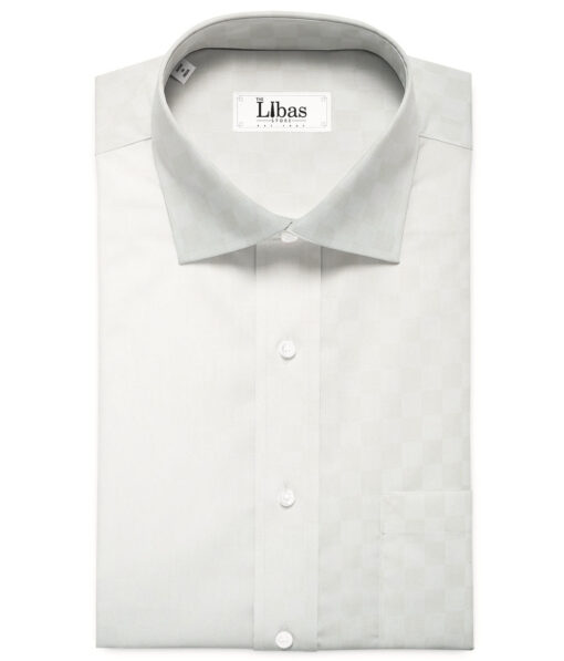 Soktas Men's Giza Cotton Self Design 2.25 Meter Unstitched Shirting Fabric (Cream)