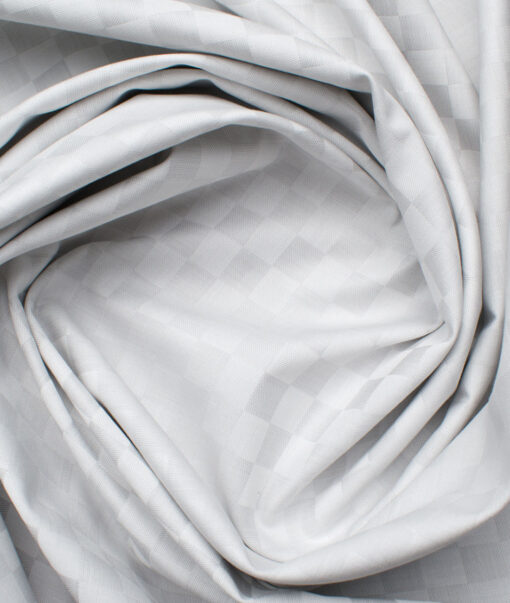 Soktas Men's Giza Cotton Self Design 2.25 Meter Unstitched Shirting Fabric (Light Grey)