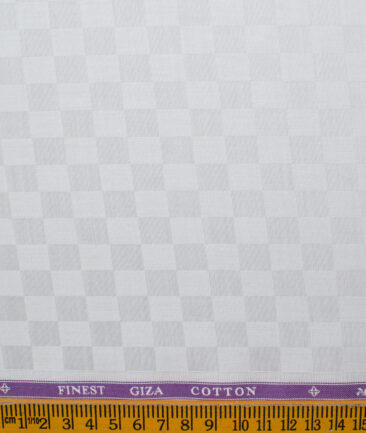 Soktas Men's Giza Cotton Self Design 2.25 Meter Unstitched Shirting Fabric (Light Grey)