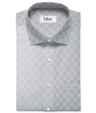 Soktas Men's Giza Cotton Self Design 2.25 Meter Unstitched Shirting Fabric (Light Grey)