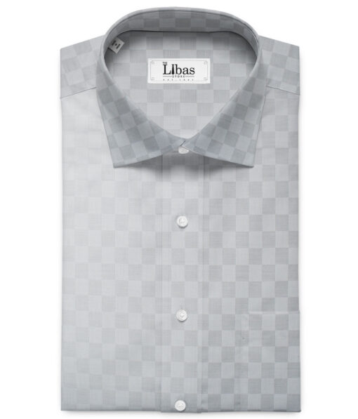 Soktas Men's Giza Cotton Self Design 2.25 Meter Unstitched Shirting Fabric (Light Grey)
