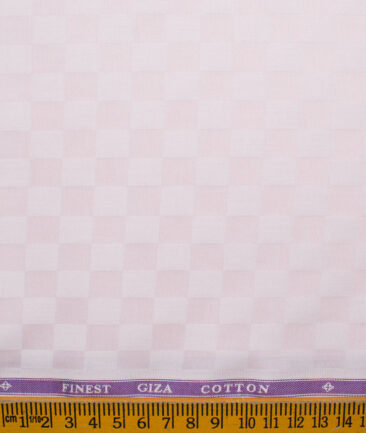 Soktas Men's Giza Cotton Self Design 2.25 Meter Unstitched Shirting Fabric (Pink)